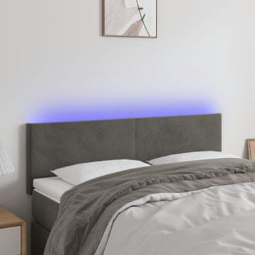 Vidaxl vidaXL Vzglavje postelje z LED diodo temno sivo 144x5x78/88 cm žamet