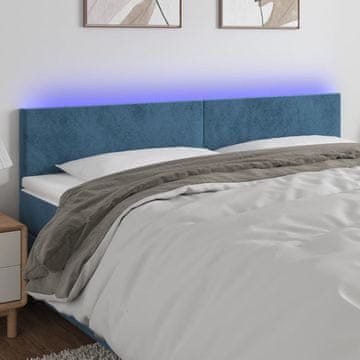 Vidaxl vidaXL Vzglavje postelje z LED diodo temno modro 160x5x78/88 cm žametno