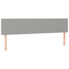 Vidaxl Box spring postelja z vzmetnico LED sv. siva 200x200 cm blago