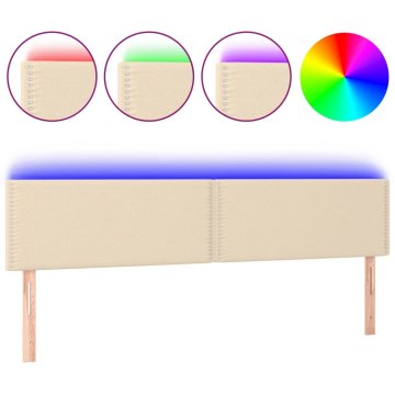 Vidaxl LED posteljno vzglavje krem 180x5x78/88 cm blago