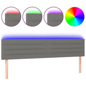 Vidaxl LED posteljno vzglavje temno sivo 200x5x78/88 cm blago