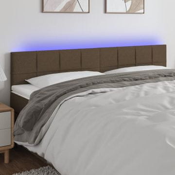 Vidaxl vidaXL Vzglavje postelje z LED diodo temno rjavo 200x5x78/88 cm blago