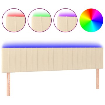 Vidaxl LED posteljno vzglavje krem 160x5x78/88 cm blago