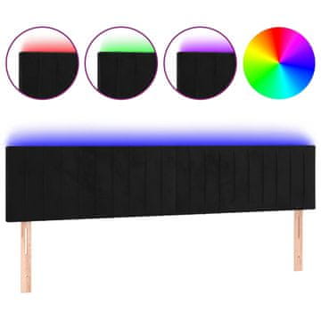 Vidaxl LED posteljno vzglavje črno 180x5x78/88 cm žamet