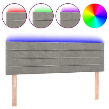 Vidaxl LED posteljno vzglavje svetlo sivo 144x5x78/88 cm žamet