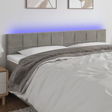 Vidaxl vidaXL Vzglavje z LED svetlo sivo 180x5x78/88 cm žametno