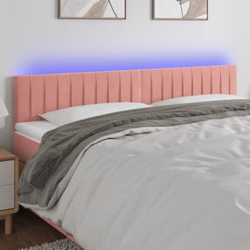 Vidaxl vidaXL Vzglavje postelje z LED svetlobo roza 160x5x78/88 cm žamet