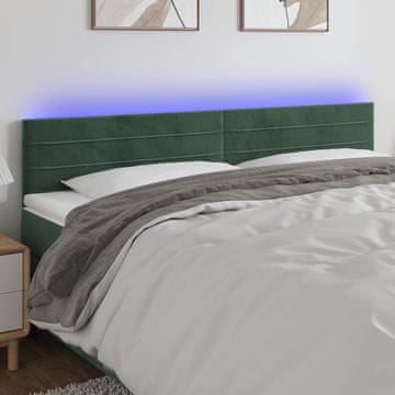 Vidaxl vidaXL Vzglavje postelje z LED diodo temno zeleno 180x5x78/88 cm žamet