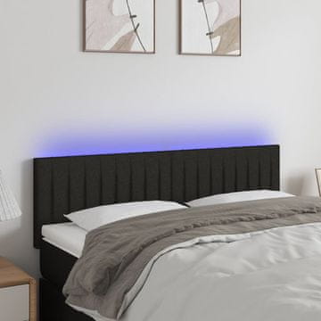 Vidaxl vidaXL Vzglavje postelje z LED diodo črno 144x5x78/88 cm blago