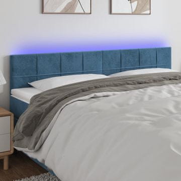Vidaxl vidaXL Vzglavje postelje z LED diodo temno modro 160x5x78/88 cm žametno