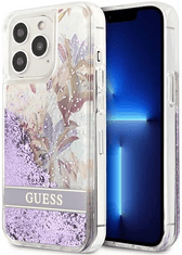 Guess Flower Glitter ovitek za iPhone 13 Pro, vijoličen (GUHCP13LLFLSU)