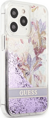 Guess Flower Glitter ovitek za iPhone 13 Pro, vijoličen (GUHCP13LLFLSU)