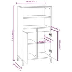 Vidaxl Visoka omara siva sonoma 60x36x110 cminženirski les