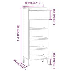 Vidaxl Regal za čevlje siva sonoma 40x36x105 cm inženirski les