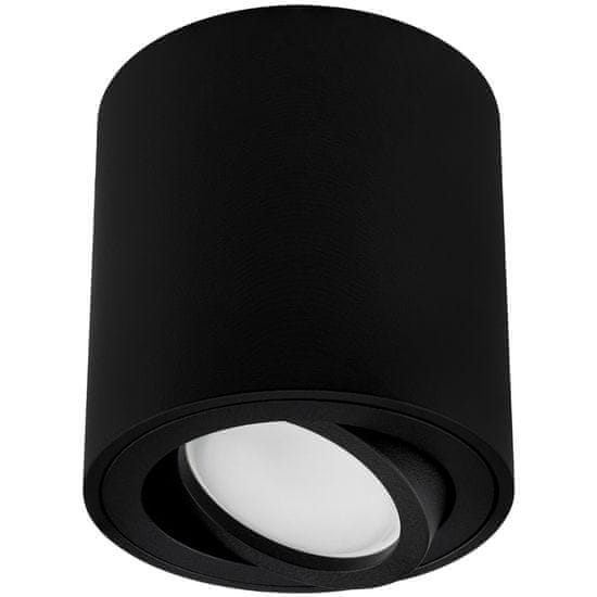 LUMILED Stropna okrogla halogenska svetilka GU10 črna premična cev AMAT-M 84mm