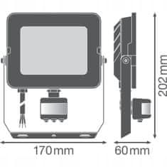 LEDVANCE Reflektor LED svetilka 50W 4500lm 3000K Topla bela IP65 Črna s senzorjem gibanja in somraka COMPACT V