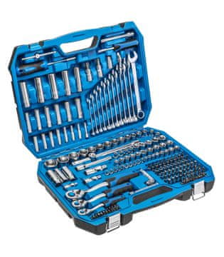 Hoegert HOEGERT HT1R444 Set nastavkov z ragljo, 222-delni, 1/4", 3/4", 1/2"