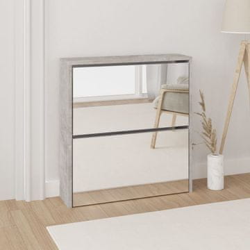 Vidaxl vidaXL Omarica za čevlje z ogledalom in 2 predaloma betonsko siva 63x17x67 cm