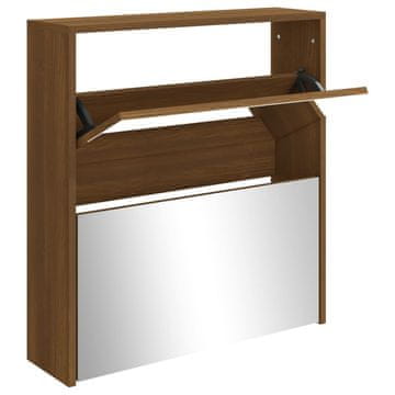 Vidaxl Omarica za čevlje z ogledalom 2-nadstropna 63x17x67 cm