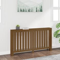 Vidaxl Pokrov za radiator medeno rjav 153x19x84 cm trdna borovina