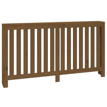 Vidaxl Pokrov za radiator medeno rjav 153x19x84 cm trdna borovina