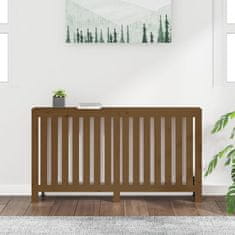 Vidaxl Pokrov za radiator medeno rjav 153x19x84 cm trdna borovina