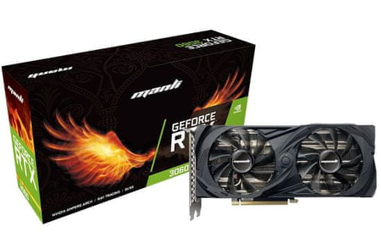 Manli GeForce RTX 3060 grafična kartica, 12 GB GDDR6, LHR (M ...