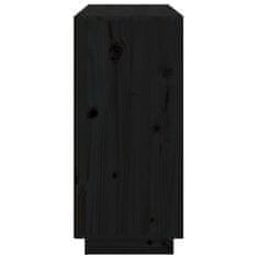 Vidaxl Komoda črna 111x34x75 cm trdna borovina