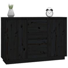 Vidaxl Komoda črna 111x34x75 cm trdna borovina