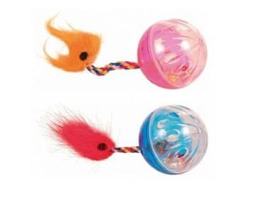 shumee Trixie ropotulja žoga s perjem za mačke 2 kom.