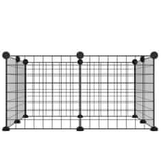 Vidaxl Ograda za hišne ljubljenčke z 8 paneli črna 35x35 cm jeklo