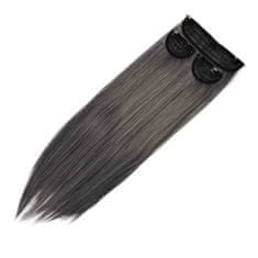 Sintetični clip-on lasni podaljški na 3 zavese, ravni, pramenasto sivi F40