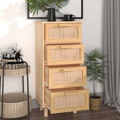 Vidaxl Komoda rjava 40x30x90 cm trdna borovina in naravni ratan
