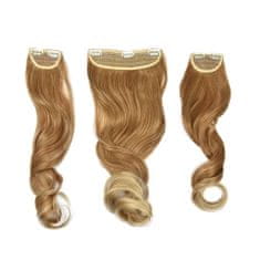 Vipbejba Sintetični clip-on lasni podaljški na 3 zavese, skodrani, svetlo blond z rjavimi prameni F16 