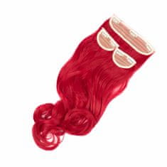 Vipbejba Sintetični clip-on lasni podaljški na 3 zavese, skodrani, živo rdeči F36