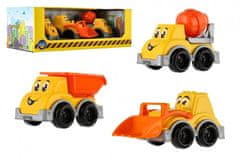 Teddies Gradnja avtomobila 3pcs plastika 10-11cm prosto teče