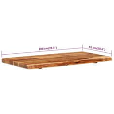 Vidaxl Površina za kopalniško toaletno mizo trdna akacija 100x52x3,8cm