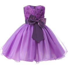 Northix Večerna obleka s pentljo in rožami - vijolična (140) 