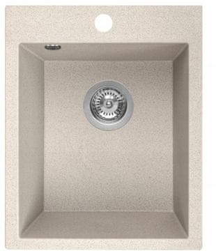 shumee Bež granitni umivalnik s sifonom 48x39 cm Chichi