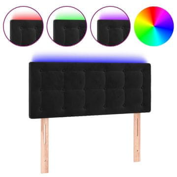 Vidaxl LED posteljno vzglavje črno 100x5x78/88 cm žamet