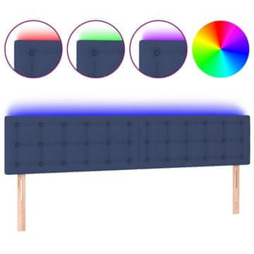 Vidaxl LED posteljno vzglavje modro 180x5x78/88 cm blago