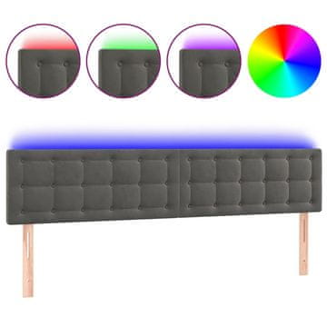 Vidaxl LED posteljno vzglavje temno sivo 180x5x78/88 cm žamet