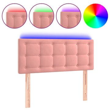 Vidaxl LED posteljno vzglavje roza 90x5x78/88 cm žamet
