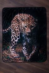 Jerry Fabrics odeja Leopard Green, mikroflanelna