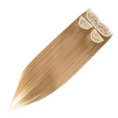 Vipbejba Sintetični clip-on lasni podaljški na 3 zavese, ravni, temno pramenasto blond F39