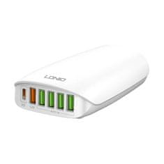 LDNIO omrežni polnilnik A6573C, 5x USB, 65W, 1,5 m (bela)