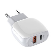 LDNIO A2313C omrežni polnilnik, USB + USB-C, PD + QC 3.0, 20 W (bela)