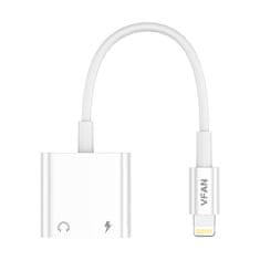 Vipfan Kabel L10 Lightning za Lightning + mini jack 3,5 mm AUX, 10 cm (beli)