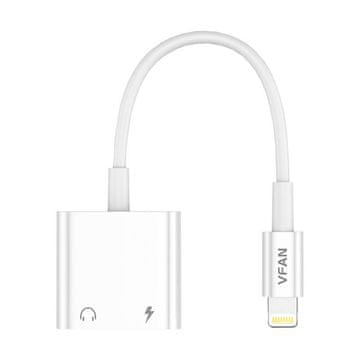 Vipfan Kabel L10 Lightning za Lightning + mini jack 3,5 mm AUX, 10 cm (beli)