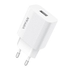 Vipfan vipfan e01 omrežni polnilec, 1x usb, 2,4a + usb-c kabel (bel)